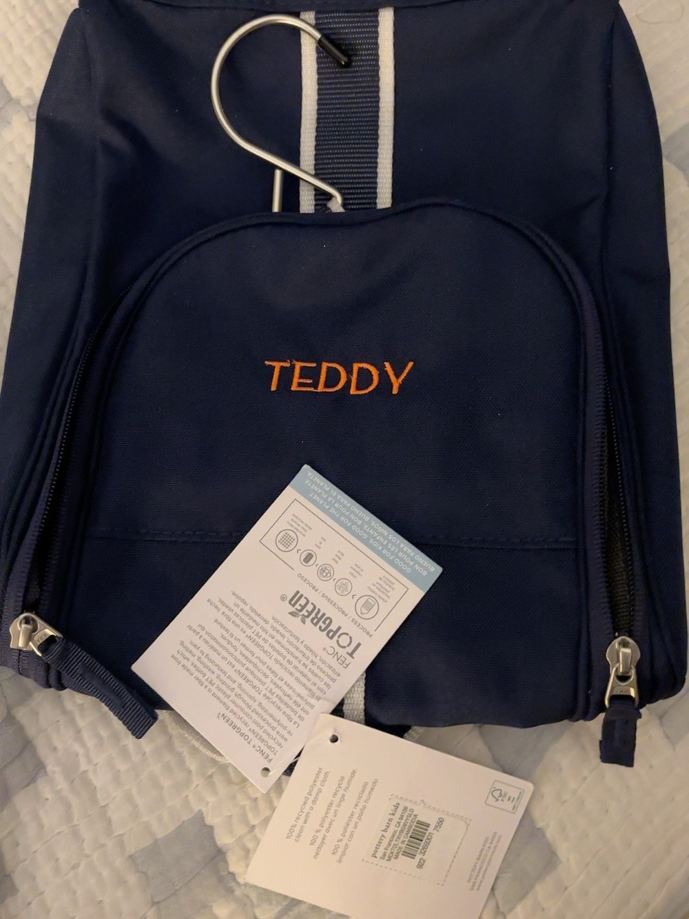 Pottery Barn Kids Mackenzie Navy Toiletry Bag Personalized Teddy NWT